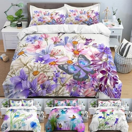Floral Print Duvet Cover Set Flower Printed Design Bedding Sets King Queen Twin Size 1 Duvet Cover 1/2pc Pillow Case
