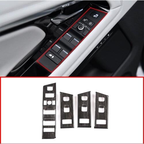 L H D For Range Rover Evoque L551 2019-20 Black wood grain Window Lift Switch Buttons Frame Cover Trim Interior Car Accessories