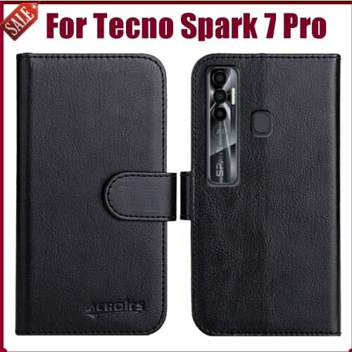 Hot! Tecno Spark 7 Pro Case 6.6" Fashion 6 Colors Flip Soft Leather Phone Wallet Cover For Tecno Spark 7 Pro Case Card Solts