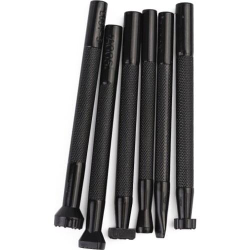 LMDZ 6Pcs Leather Stamping Printing Tools Saddle Making Stamp Punch Set Carving Leather Craft Stamps Metal Printinting Tool