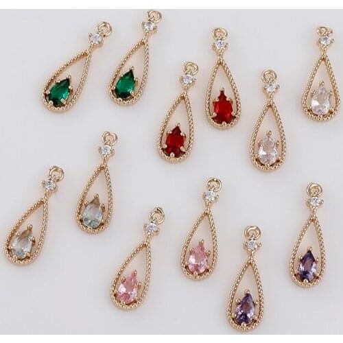 Minimum order 30pcs/lot geometry shape Zircon decoration copper charms diy jewelry earring/garment pendant accessory