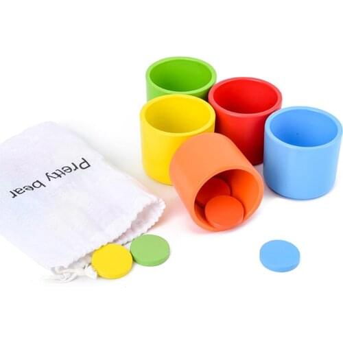 Montessori Color Classification and Matching Cup Kids Early Educational Toy for Children Baby Wooden Toys Desk Game