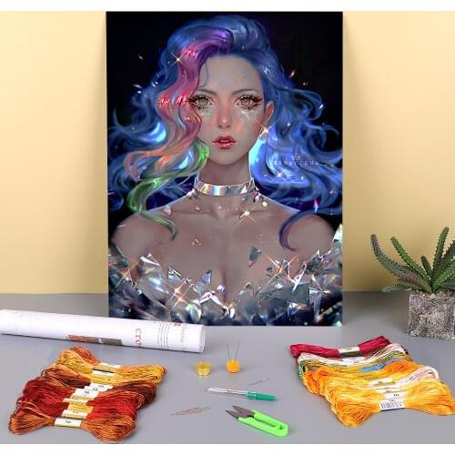 Cartoon Girl Woman Printed Canvas 11CT Cross-Stitch DIY Embroidery Patterns DMC Threads Hobby Craft Handiwork Knitting Magic