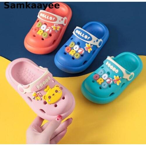 Children Shoes Baby Clogs Mules Children Sandals Kids Shoes Girl Slippers 2-18y Boys Toddler Letter Slippers Non-Slip Flats Y22