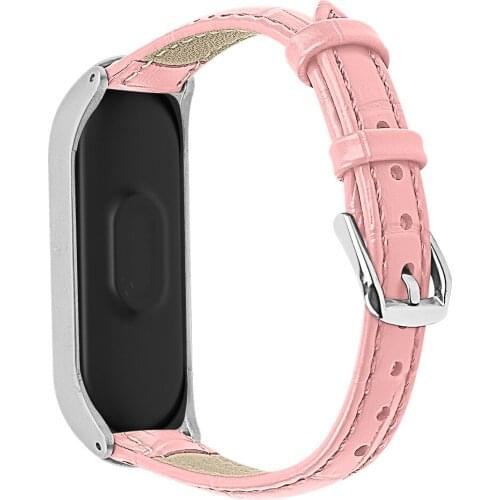 For Xiaomi Mi Band 5 Watchbands Vintage Crocodile Pattern Leather Wristband Strap Smart Watches Replacement Strap Band