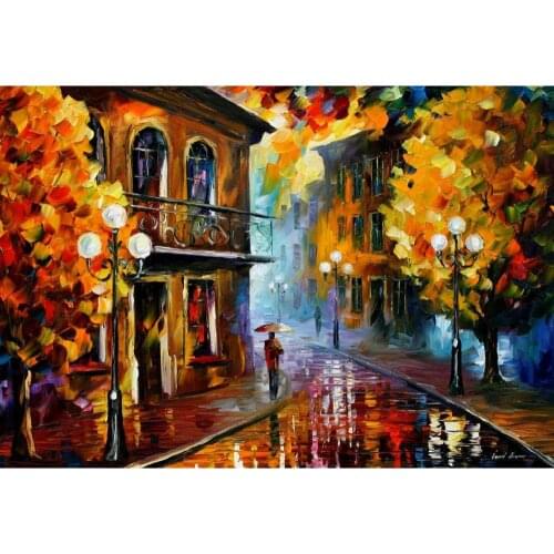 Hand painted Palette knife painting fall rain II oil on canvas modern art Landscape for room decor
