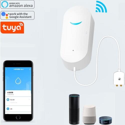 Simple Compact Wifi Leak Detector Sensor Google Home Tuya Smart Home Water Alarm Waterproof Leak Alarm