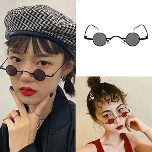 Retro Small Round Sunglasses Men Women Gold Black Red Metal Framed Sun glasses Steampunk Style Sunglasses Oculos UV400