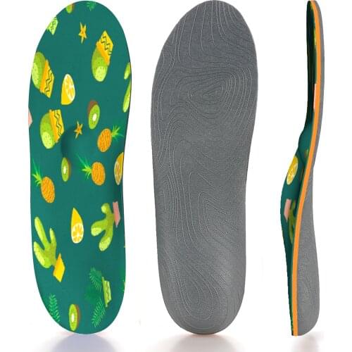 Green Plant High Arch Support Insole Memory Foam Relief Heel Foot Pain Orthopedic Insoles for Men and Women Sneaker