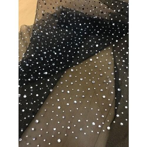 Heavy rhinestones French Tulle Lace Latest SYJ-686813 Embroidered Net Lace Luxury rhinstones Lace Fabric