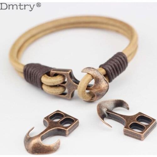 Dmtry Vintage Jewelry Anchor Findings Parts For Making Bracelet Handmade Diy With Round Leather Material Accessories C0001