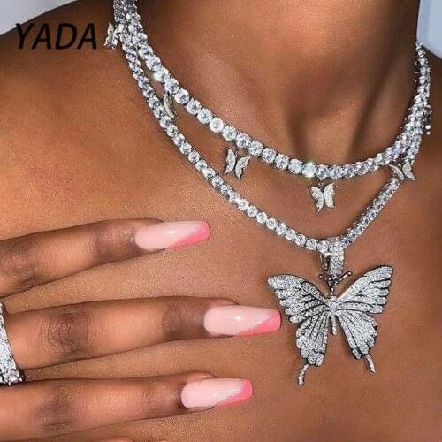 YADA Fashion Women Jewelry Butterfly Presents&Necklace For Women Charm Choke Necklaces Statement Crystal Gift Necklaces SE210037