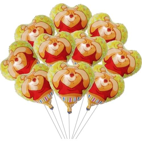 10pcs 18inch Cute Cartoon Winnie Bear Foil Helium Balloons Baby Shower Birthday Party Decoration Inflatable Air Globos Kids Toys