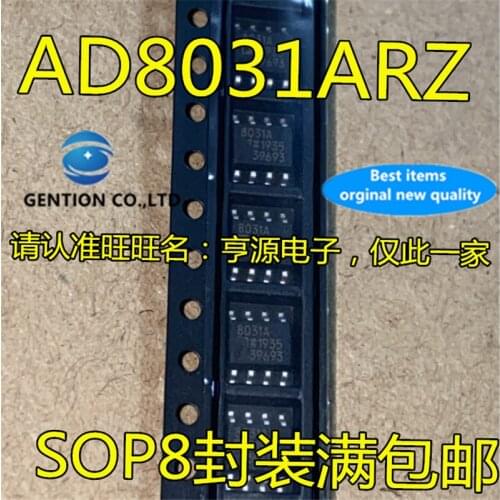 10Pcs AD8031 AD8031AR AD8031ARZ 8031A SOP-8 Operational amplifier chip in stock 100% new and original