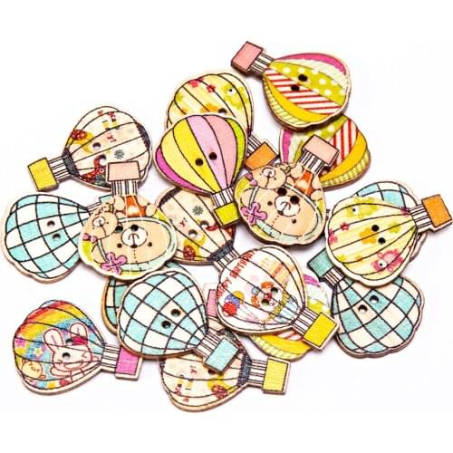 100pcs 30x23mm Natural Mixed Wood Balloons Buttons For Wedding Crafts Cardmaking Scrapbooking Embellishments Sewing Accessories
