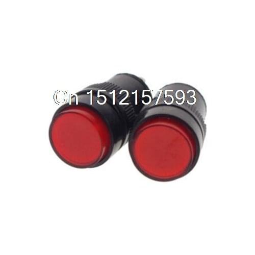 2)Round Indicator Light 2 Pins Red 220V Signal Lamp 16mm Mounting Hole NXD-213