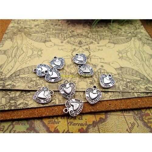 20pcs--13*21mm antique silver cute heart both side Charm pendants ,DIY Supplies