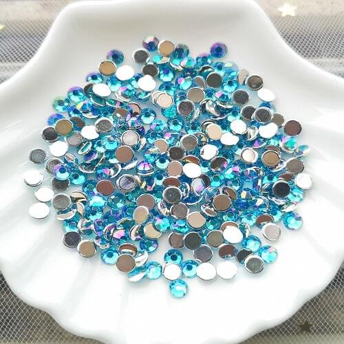 4mm Crystal AB Round Flat Back 3D Nail Art AB Rhinestones DIY Non Hotfix Acrylic Rhinestones Face Decorations Gems