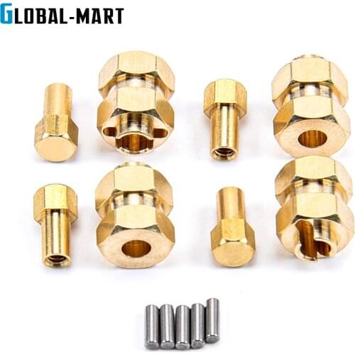 4pcs Brass 7mm Hex Wheel Hub Drive Adaptor 9.6mm Extension for 1/24 RC Car Crawler Axial SCX24 Upgrade Parts