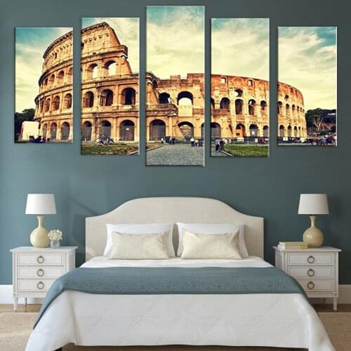 5 Piece art Classical Architecture Scenery Rome Colosseum Print Painting Canvas Wall Art For Wall Decoration for home Art