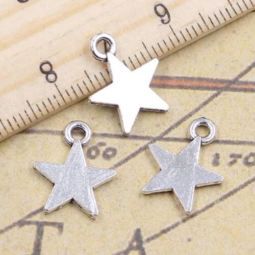 50pcs Charms Star 16x13mm Tibetan Bronze Silver Color Pendants Antique Jewelry Making DIY Handmade Craft For Bracelet Necklace