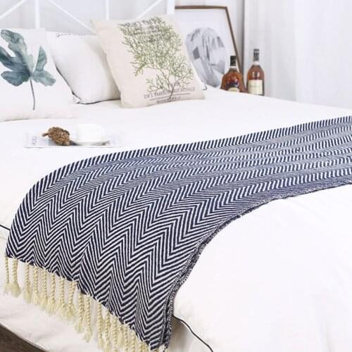 America Nordic American Herringbone Sofa Blanket Model Room Decorative Blanket High-end Homestay Bed End Blanket Bed Towel