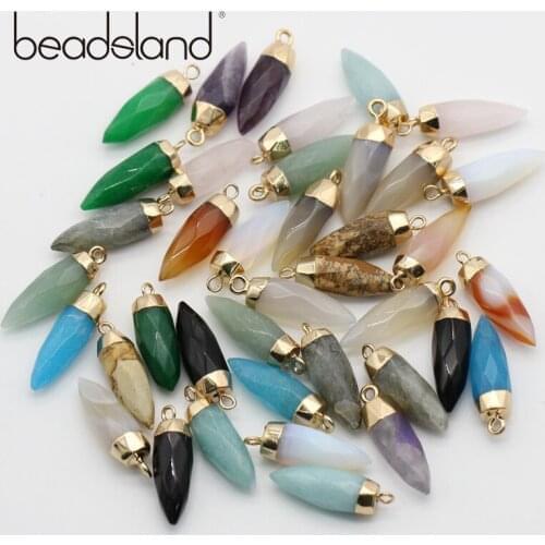 Beadsland Natural Stone Semiprecious Stone Bullet Head Shapped Small Stone Pendant DIY Necklace Bracelet Earrings 8*20mm 38591
