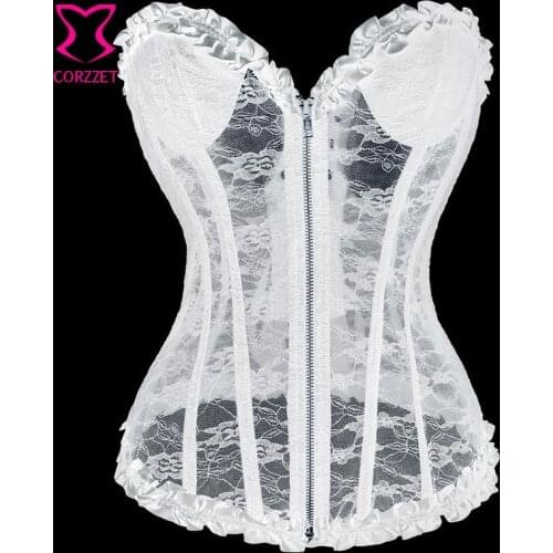 Victorian White Lace Bridal Corset Overbust Women Wedding Lingerie Sexy Corsets And Bustiers Corpetes E Espartilhos Para Festa