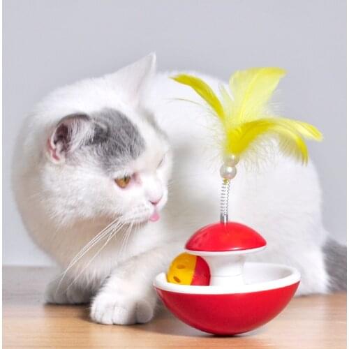 Pet Cat Toy Tumbler Rolling Fairy Feather Bell Funny Cat Stick Toy Bell Ball Cat Entertainment Toys Interactive