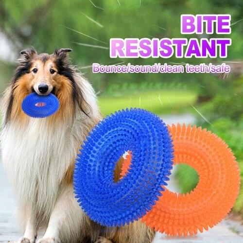 Pet Toys Bite Resistant Sound Toy Ball Chew Teeth Clean Large Dog Golden Retriever Barbed TPR Train Teeth Cleaning Jouet Chien