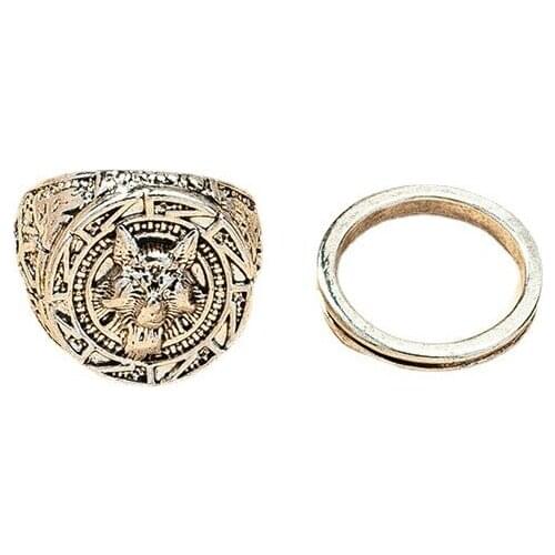 Ins Antique Gold Hip-hop Punk Wolf Head Animal Knuckle Finger Piercing Rings Vintage Trendy Korean Fashion Women Party Jewelry