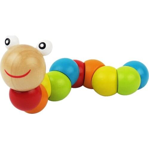 Colorful carpenterworm Puzzles Kids Educational Wooden Toys Baby Children Fingers Flexible Training Science Twisting Worm Toys