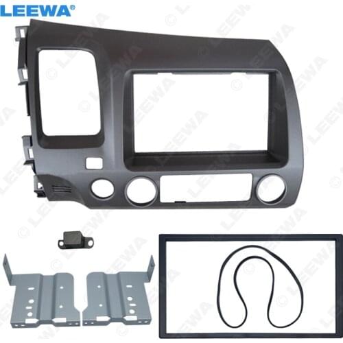 LEEWA Car CD/DVD Stereo Panel 2Din Fascia Frame For HONDA Civic(LHD,with SRS hole) 2007-2011 Radio Dash Mounting Installation