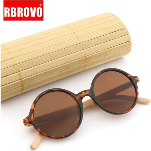 RBROVO Summer Wood Grain Sunglasses Women Round Vintage Classic Wooden Mirror Legs Glasses Driving Shopping Travel Glasses