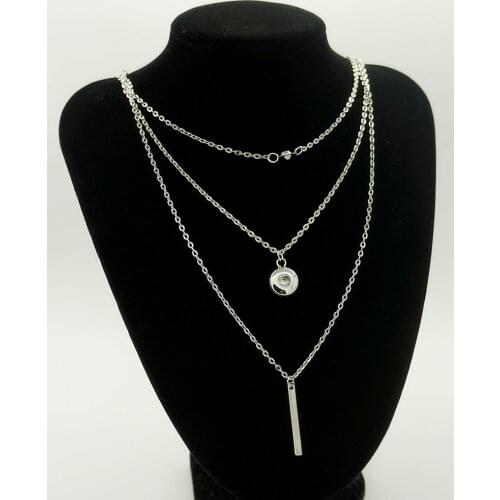 Fashion Trendy Multi-Layer Chains choker snap necklace 50cm fit 12MM snap buttons jewelry wholesale DJ0023