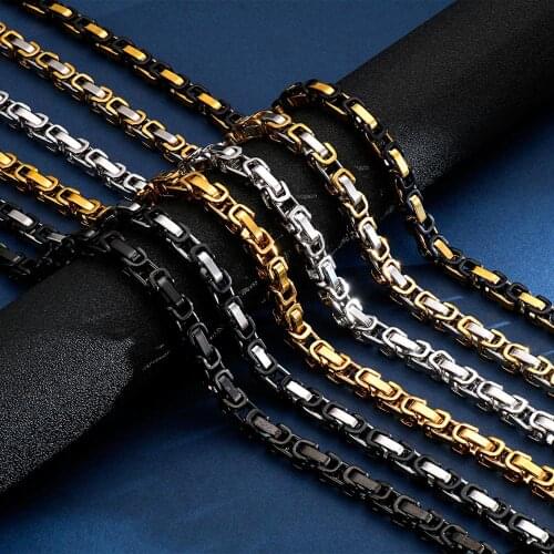 4/6/8mm Width Men Byzantine Necklaces Jewelry Rock Punk Style Stainless Steel Necklaces Chains & Links 2020 Cool Party Gift