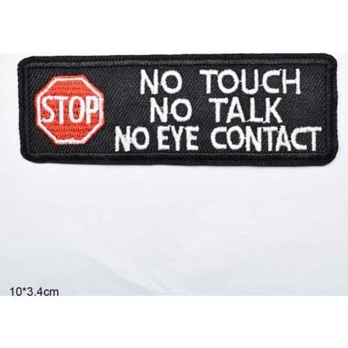 Stop No DO NOT PET Dog Iron On Embroidered Clothes Patches For Girl Woman Clothing Stickers Garment Wholesale