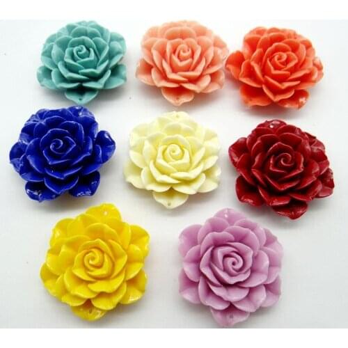 Natural Chinese Organic Cinnabar Quartz crystal carve of flower charm Pendant for diy Jewelry making Necklace Accessories6PCS P7