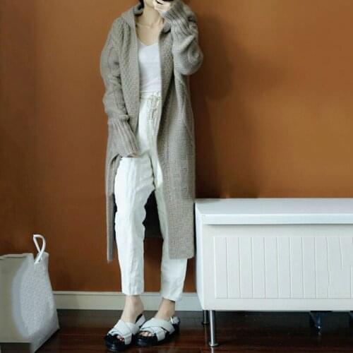 2021 New Cardigan Coat Womens Hooded Sweater Long Women Warm Sweater Thick Knitted Female Sweater Winter