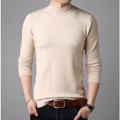 New Arrival Spring High Neck Fashion Sweater Men Turtleneck Brand Sweaters Slim Fit Pullover Men Knitwear Mens Sweaters 2019
