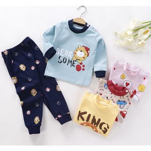 New Cotton Childrens Set Spring Autumn Pajamas Nightwear Long Sleeve Cartoon Kids Pijama Sleepwear Girls Boy Outfit Wholesale