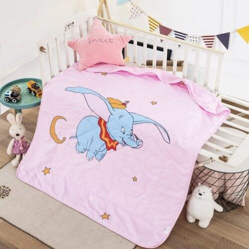 Disney Cartoon 100% Cotton Dumbo Blanket For Baby Girls Boys Children 120x150cm Summer Quilt Thin Bedding Cover Kids Sheet gifts