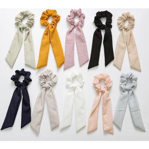 Korean Version Soft Slide Ladies Hair Band Girl Horsetail Ribbon Knotted Square Scarf Headband Makeup Decor Accessories