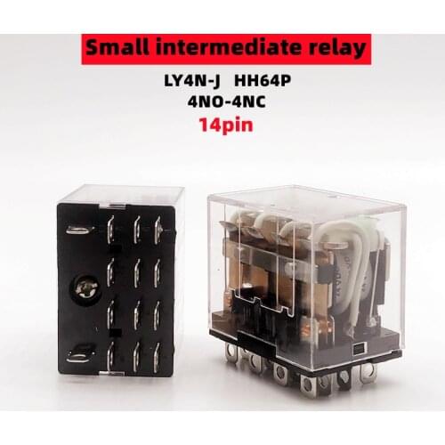 1pcs LY4NJ general Electromagnetic intermediate relay HH64P Mini Relay 14Pin AC10A 250V With LED DC12/24V AC220V Silver contacts