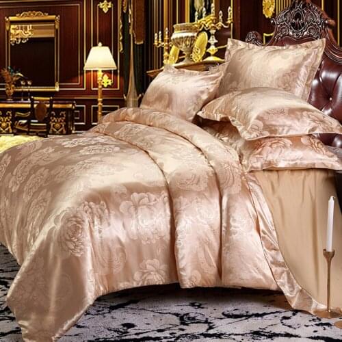 KELUO Wedding Luxury Bedding Sets Jacquard Queen/King Size Duvet Cover Set wedding Bedclothes Bed Linen bed sheet gold
