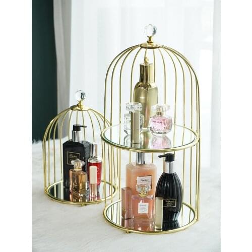 Luxury Makeup Organizer Cosmetics Shelf Desktop Creative Bird Cage MCosmetic Storage Box Perfume Lipstick Holder Organizer Stand