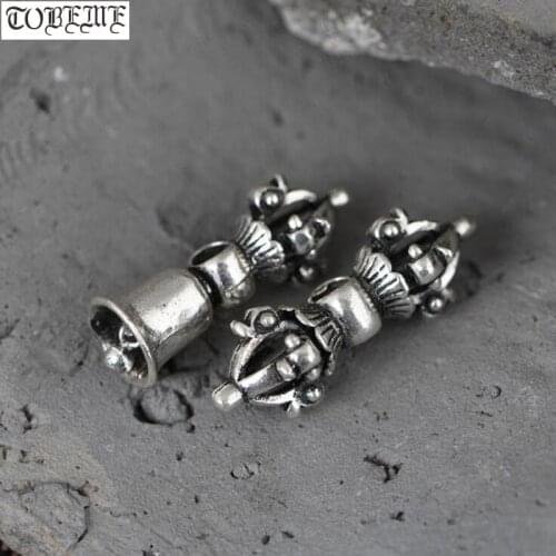 Handmade 925 Silver Tibetan Dorje Bell Charm Sterling Silver Buddhist Vajra Bell Amulet Tibetan Jewelry Charm