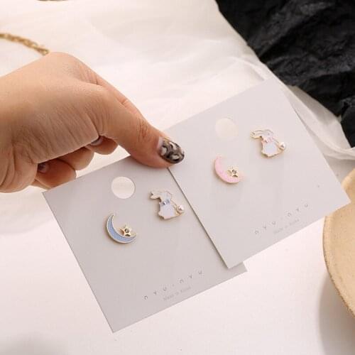 2021 New Fashion Simple Moon Bunny Shape Earrings Trend Sweet Girlish Earrings Valentines Day Gifts on February 14
