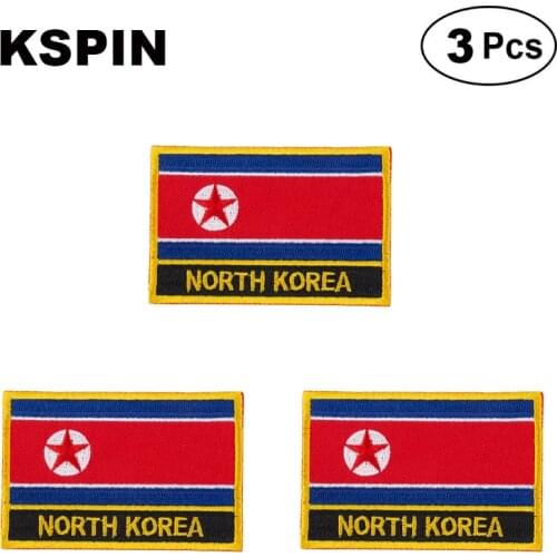 North Korea Rectangular Shape Flag patches embroidered flag patches national flag patches for clothing DIY Decoration