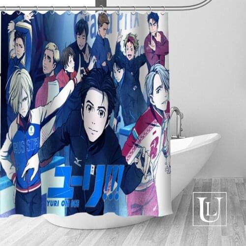 ShunQian Yuri On Ice Custom Shower Curtain Polyester Fabric Bath Screens Curtains For Bathroom 3D Waterproof Bath Curtain Hook